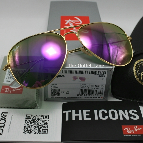 Model Display RayBan Aviator Purple Mirror RB3025 Reflective - Picture 1 of 16